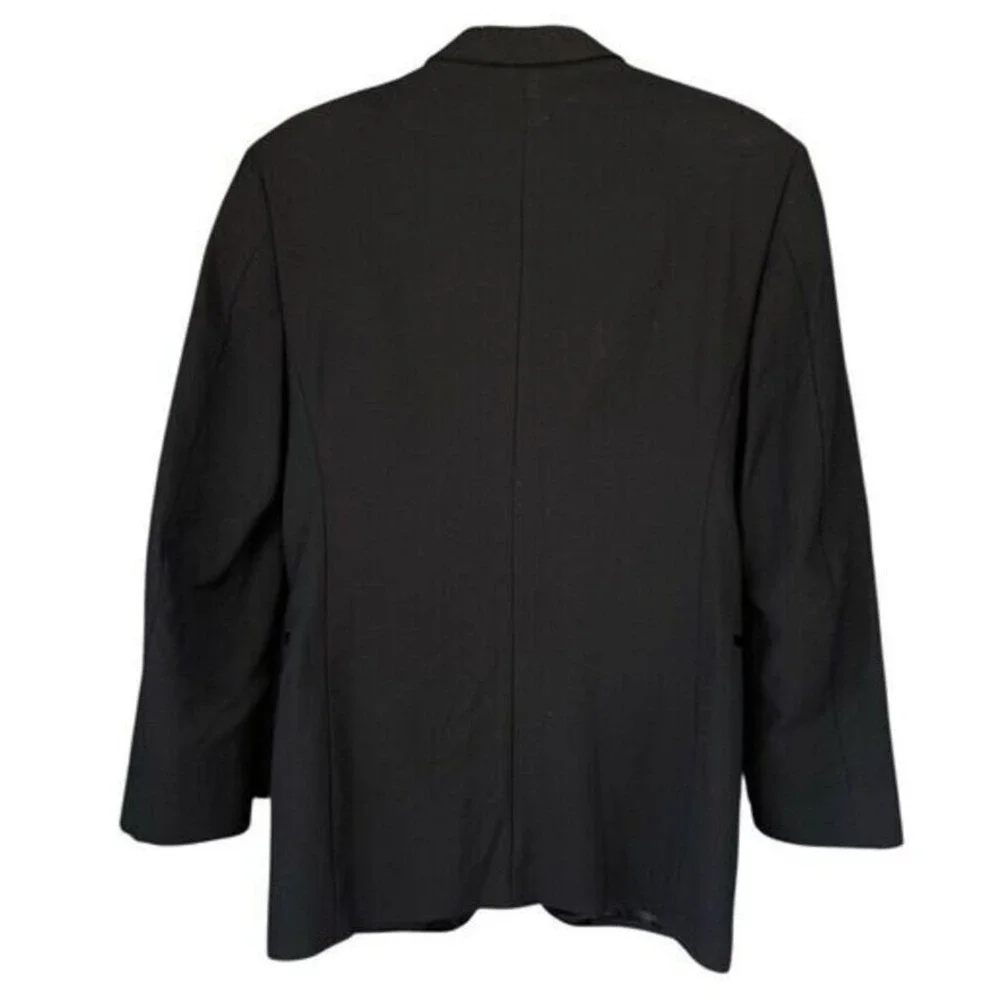 T1 Calvin Klein Tuxedo Blazer Super 100s Wool Peak Lapel Formal Classic Black 18